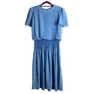 Lady Page Susan Page vintage blue dress w/ flowers size 7/8